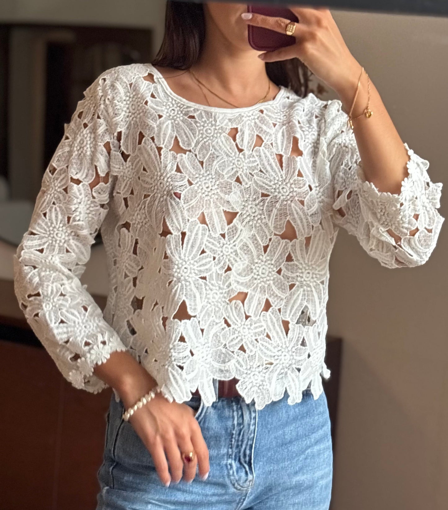 Blusa Floral Rendada
