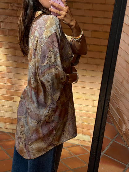 Camisa Oversized Estampada Abstrata