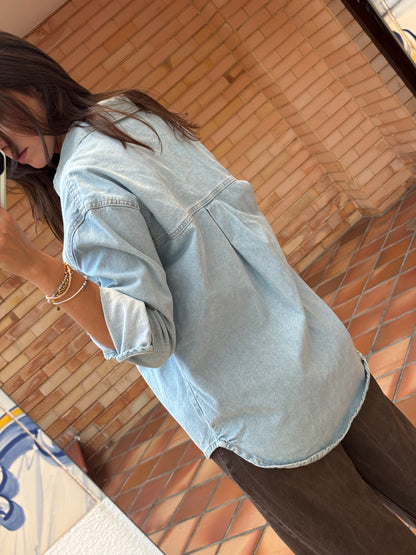 Camisa Jeans Azul Claro Oversized