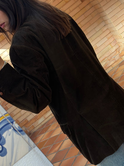 Blazer Castanho em Bombazine de Algodão