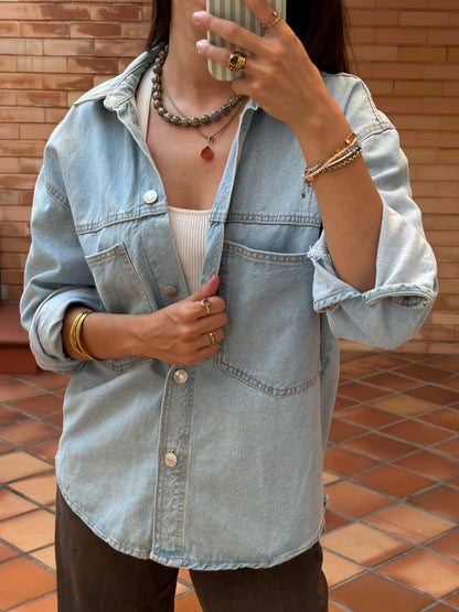 Camisa Jeans Azul Claro Oversized