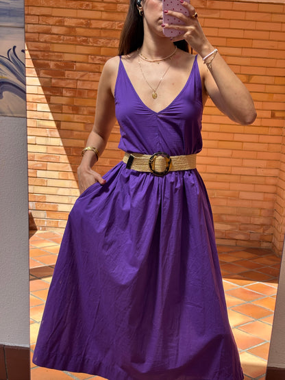 Vestido Midi Alças Benetton com cinto