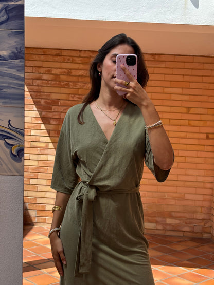 Vestido Caqui Midi Zara
