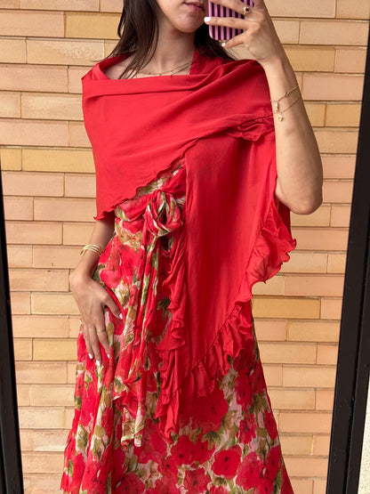Vestido floral Etxart & Panno + echarpe