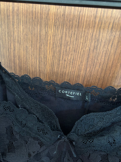 Top Renda floral Preto