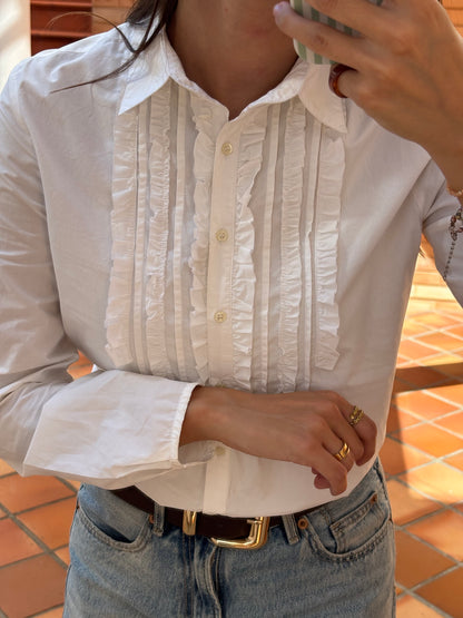 Camisa Branca com Folhos Zara