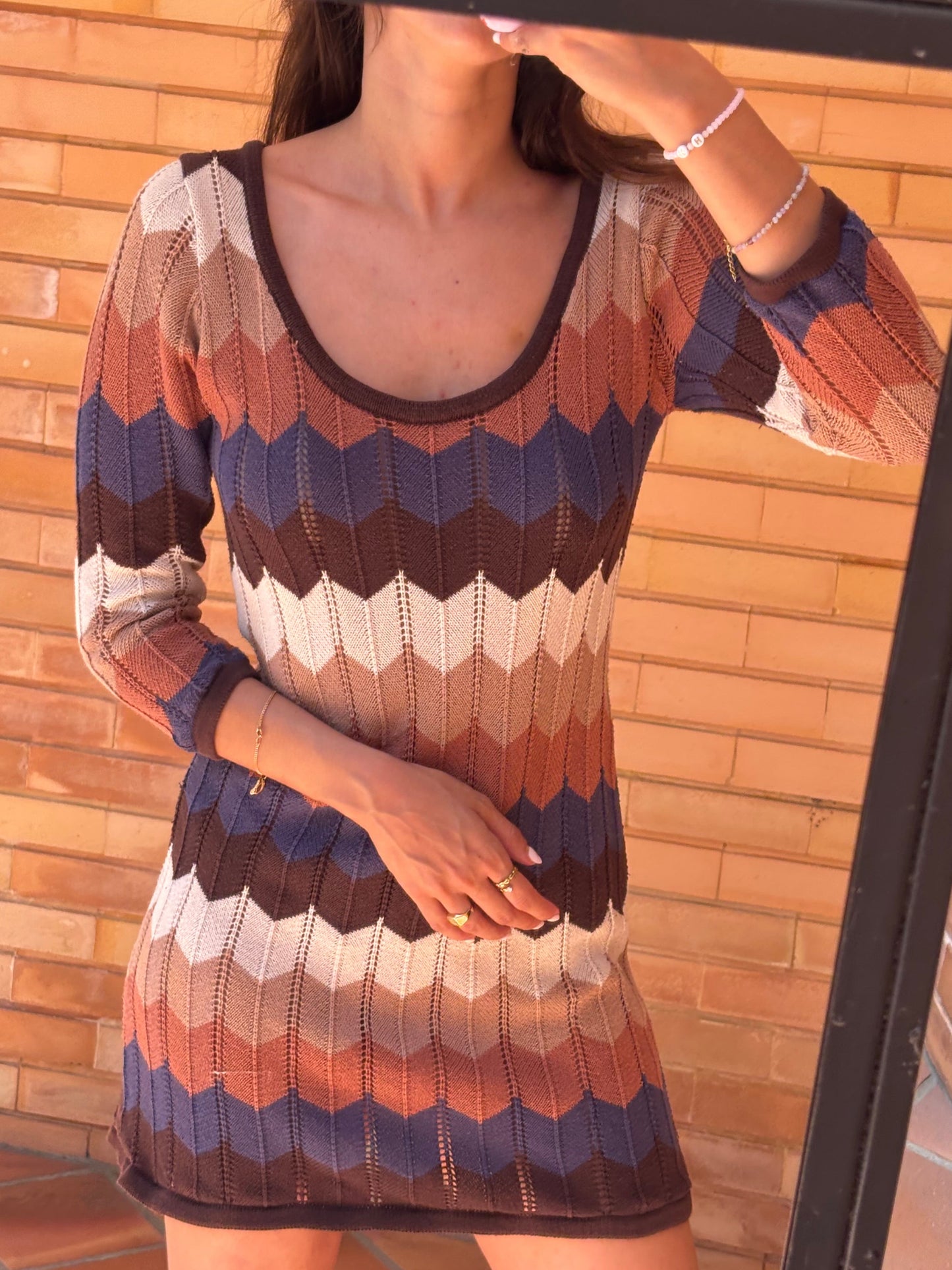Vestido Tricot Chevron Multicolor