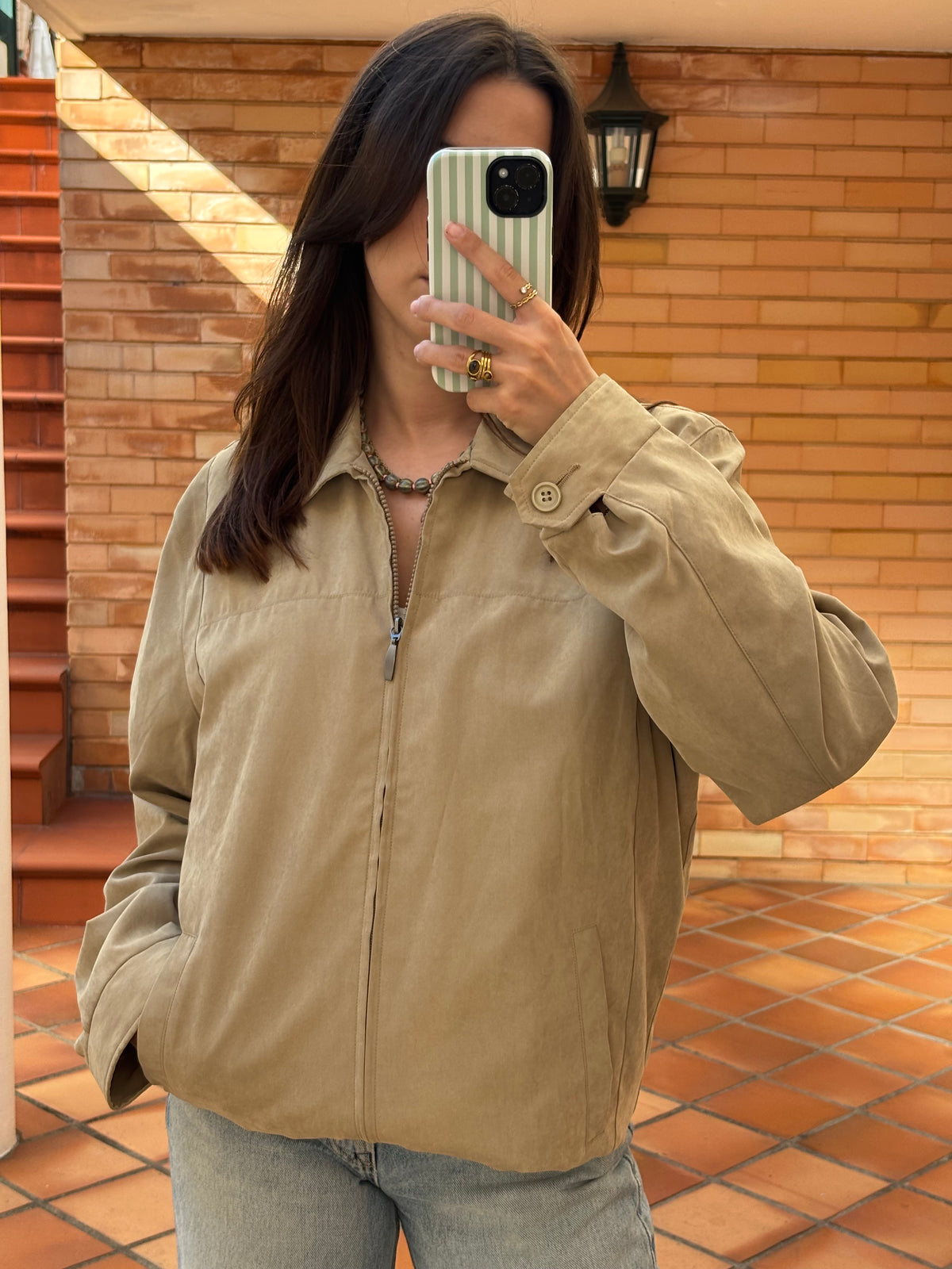Casaco Bege em Suede Leve