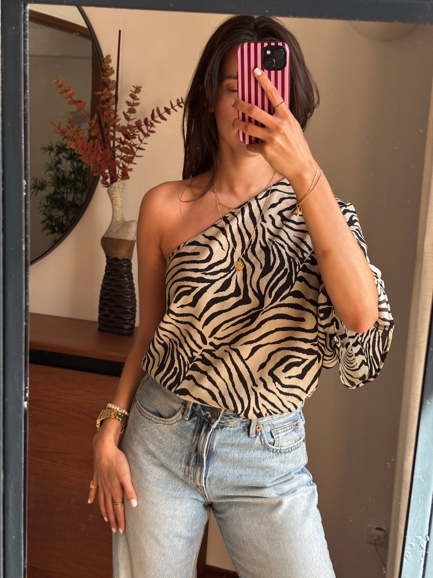 Vestido/top assimétrico zebra