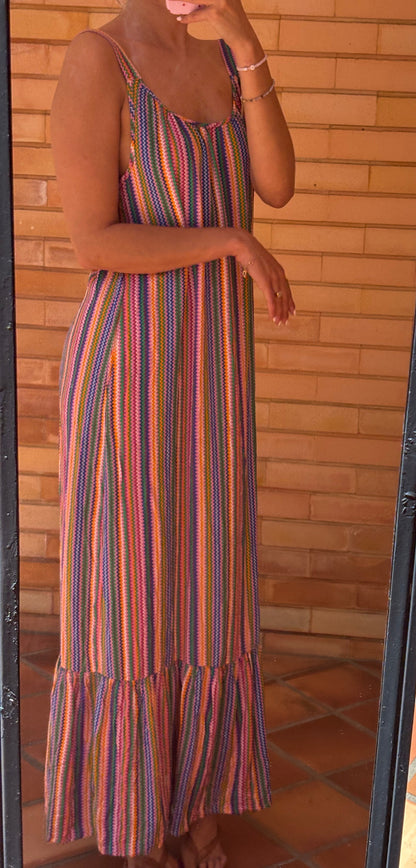 Vestido Longo Riscas Multicolor ONLY