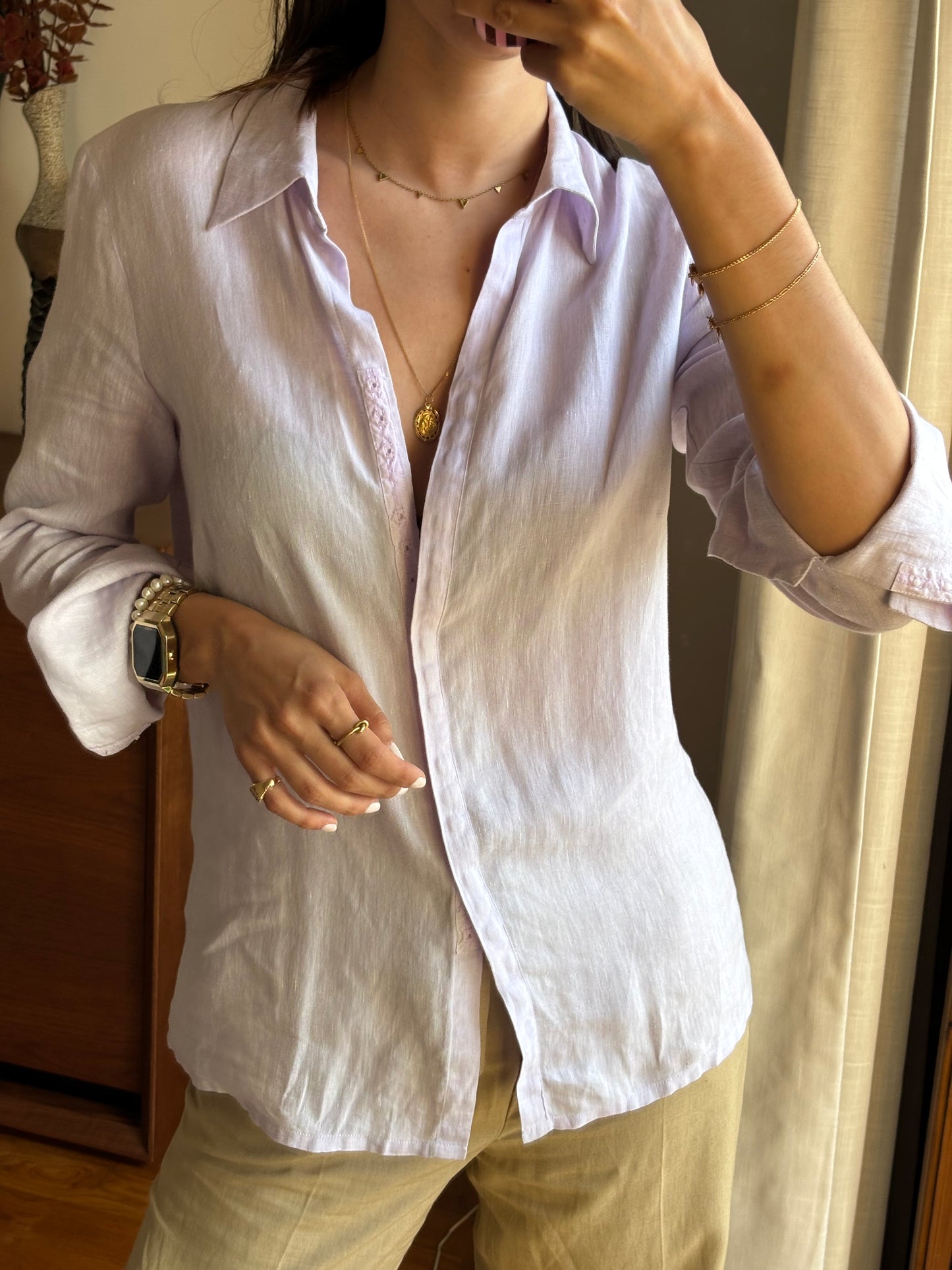 Camisa Lilás 100%Linho