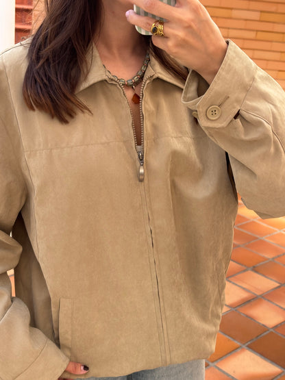 Casaco Bege em Suede Leve
