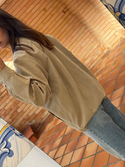 Casaco Bege em Suede Leve