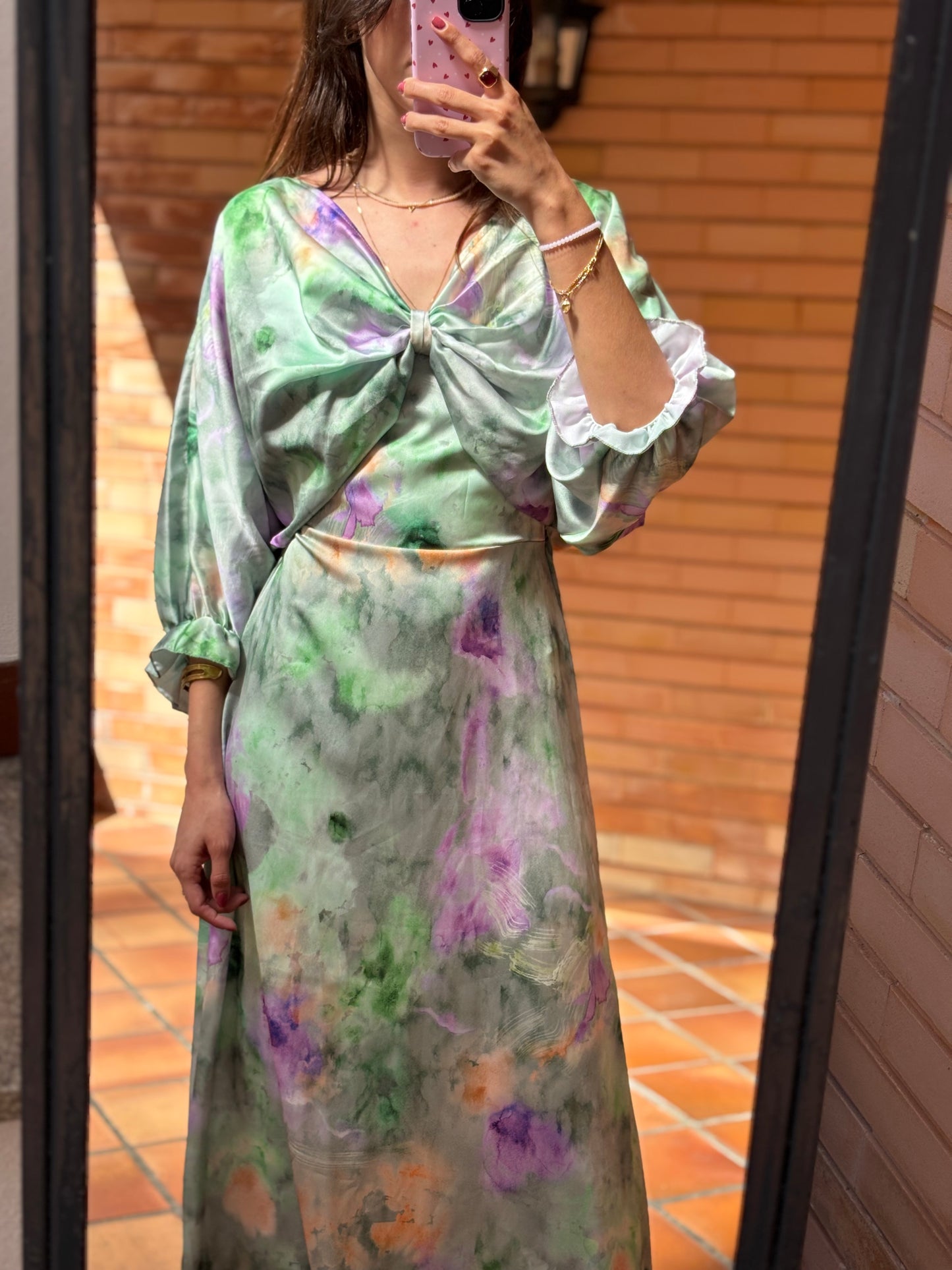 Conjunto Satin Estampado Floral Aquarela