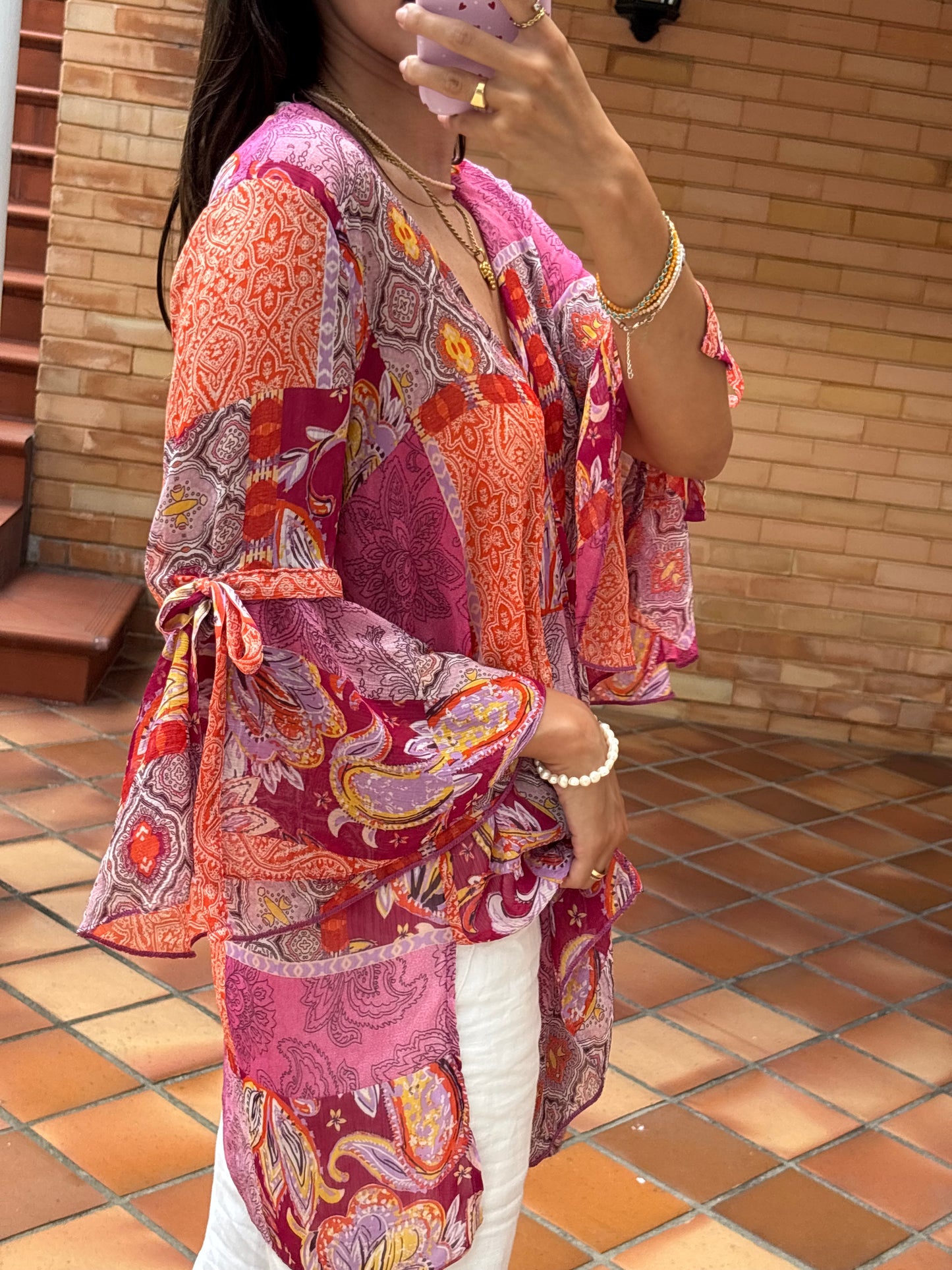 Camisa Fluida Patchwork Multicolor