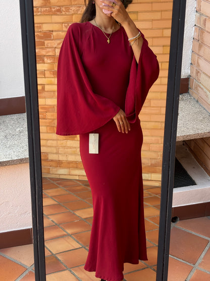 Vestido Bordô Manga Ampla
