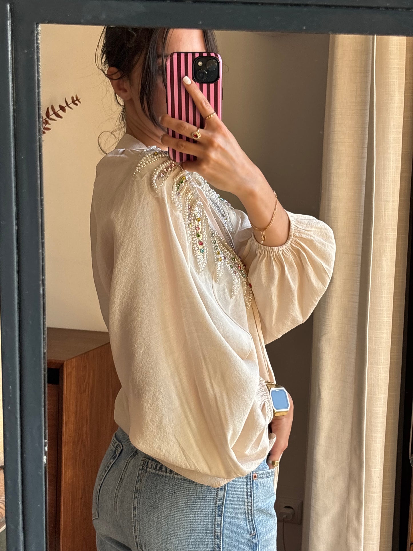 Blusa Mochy 100% Algodão com Missangas