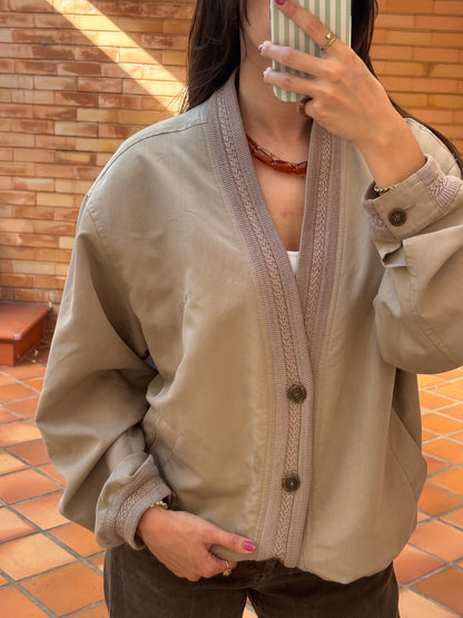 Cardigan Pierre Cardin Bege com Tricot