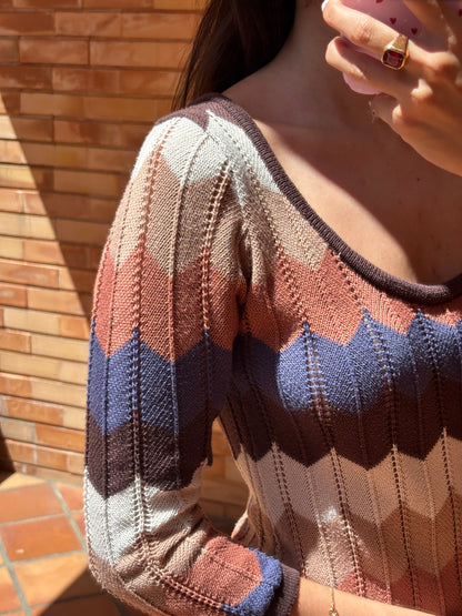 Vestido Tricot Chevron Multicolor