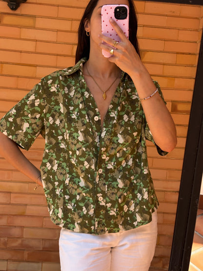 Camisa Verde Floral Vintage