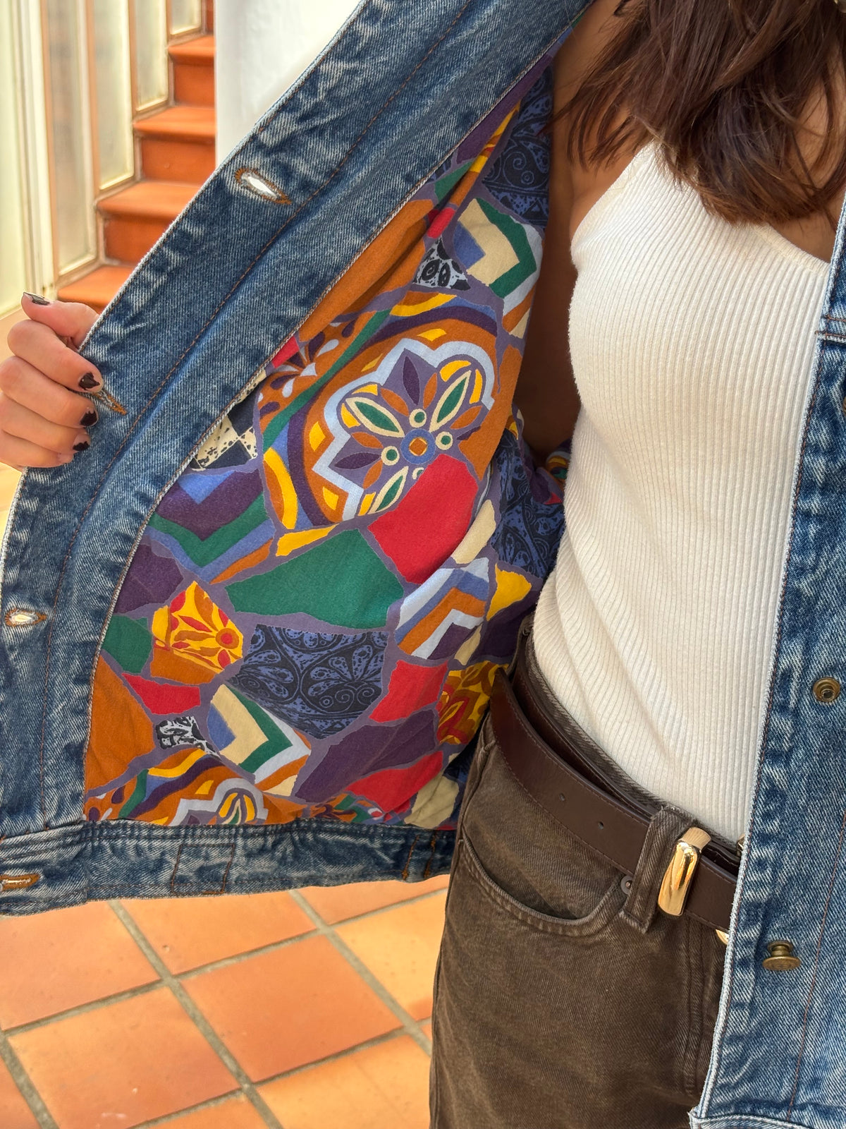 Casaco de Ganga Oversized em Algodão com Forro Estampado