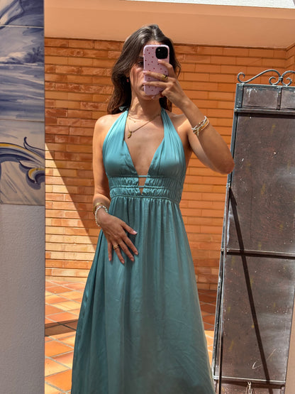 Vestido Turquesa Acetinado