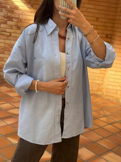 Camisa Quebramar Azul Clássica em Algodão
