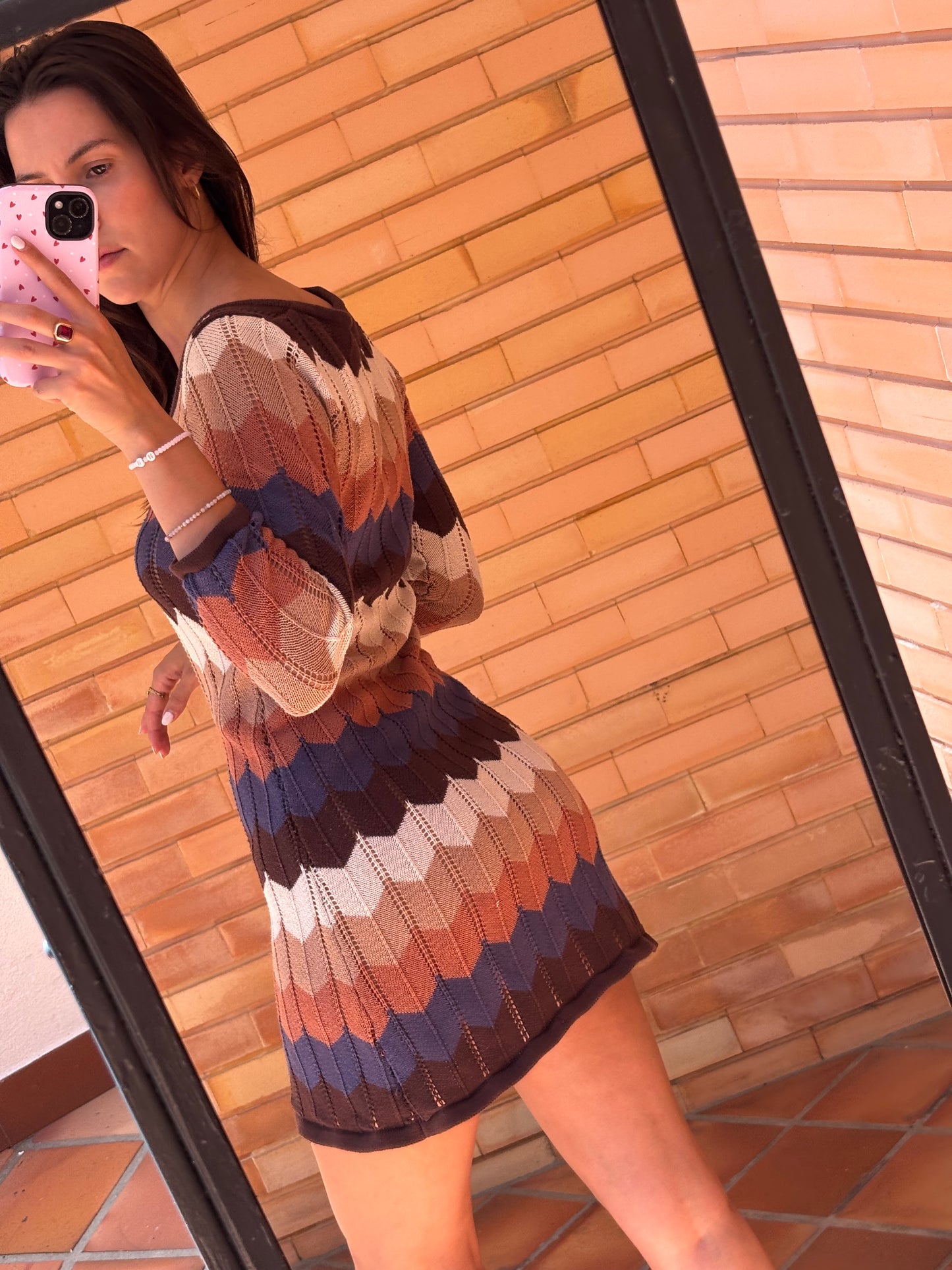 Vestido Tricot Chevron Multicolor