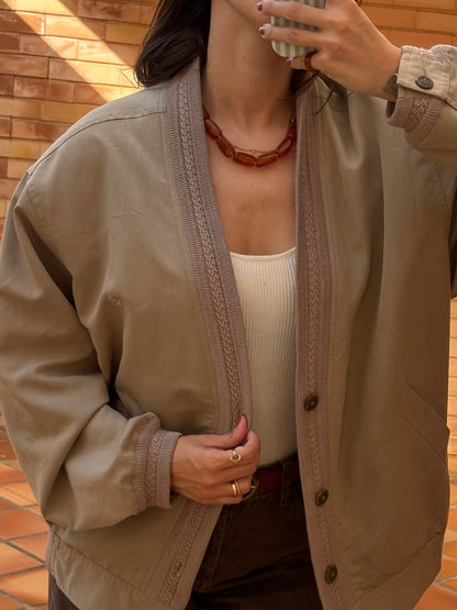 Cardigan Pierre Cardin Bege com Tricot