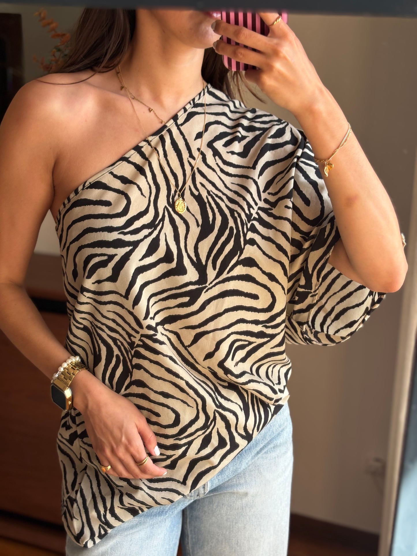 Vestido/top assimétrico zebra