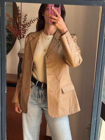 Blazer em Pele Genuína Camel