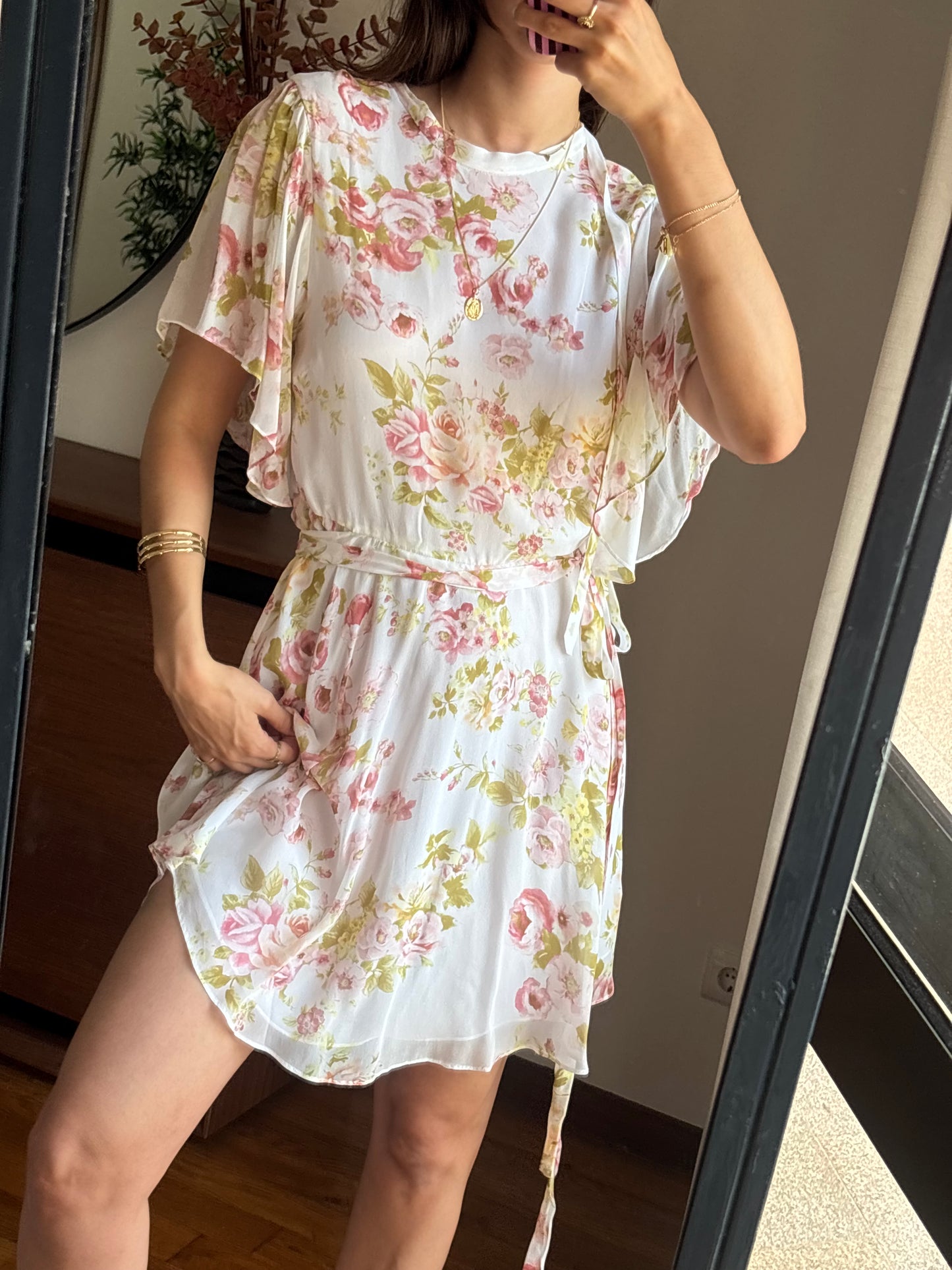 Vestido Floral Costas Abertas