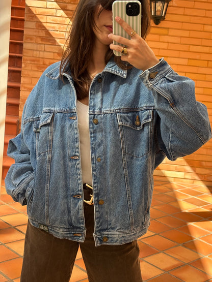 Casaco de Ganga Oversized em Algodão com Forro Estampado