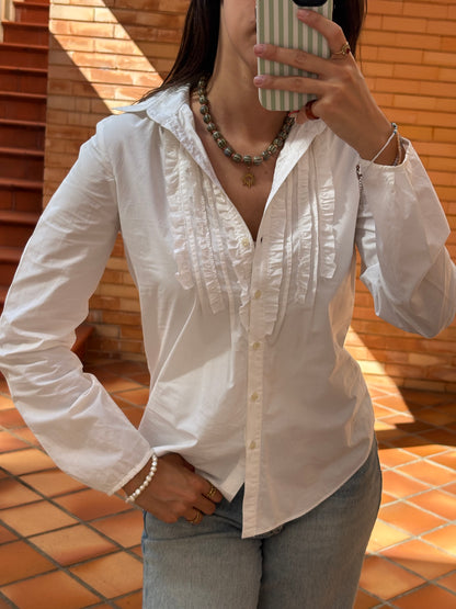 Camisa Branca com Folhos Zara