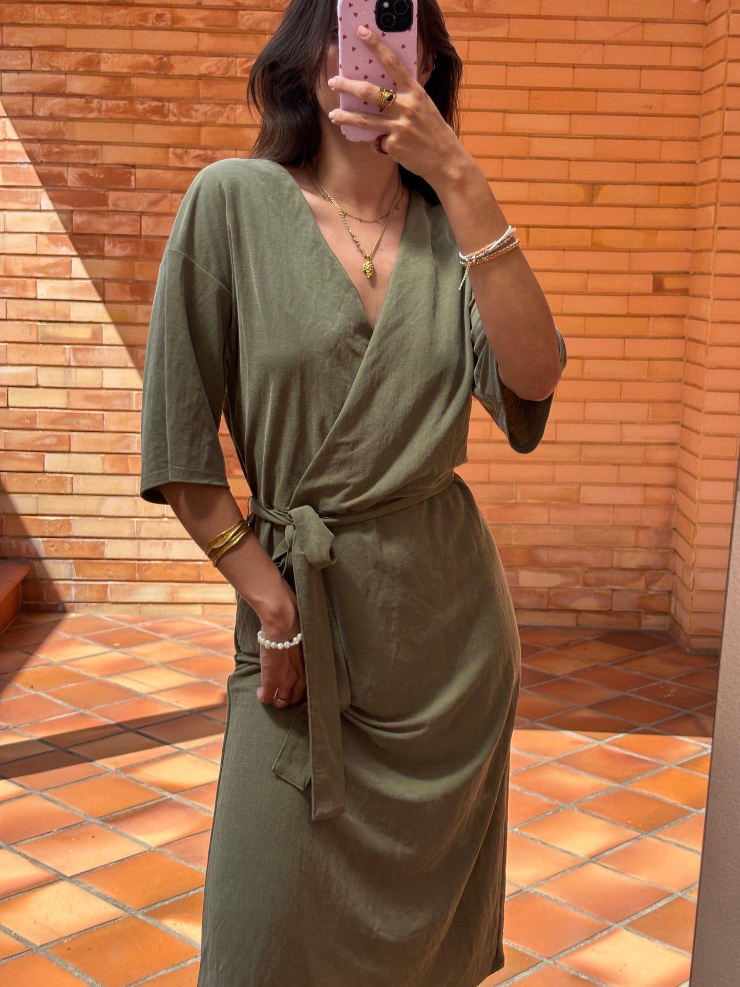 Vestido Caqui Midi Zara