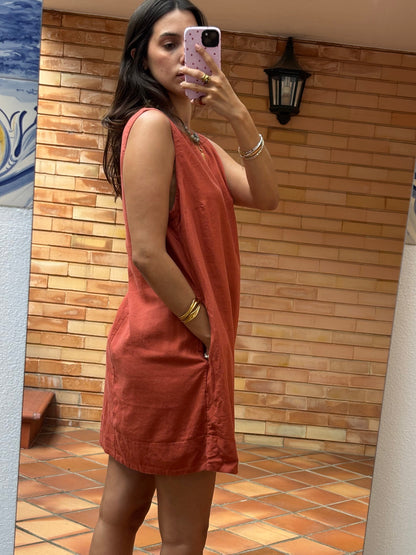 Vestido Terracota Linho
