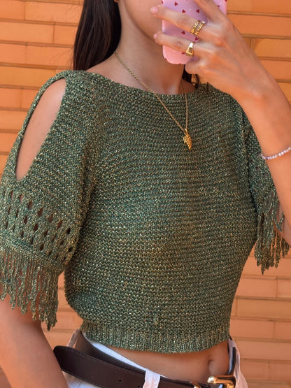 Top Tricot Metalizado Franjas