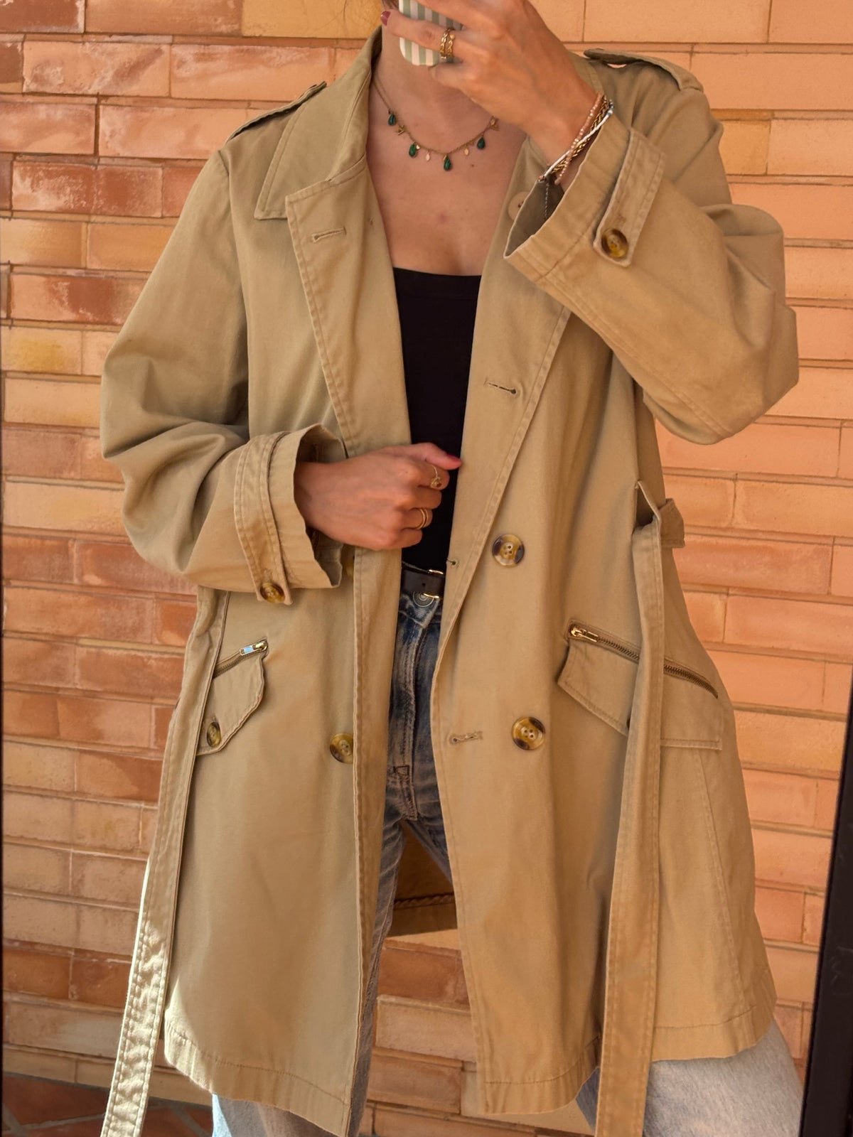 Trench Cortefiel Camel Clássico em Algodão