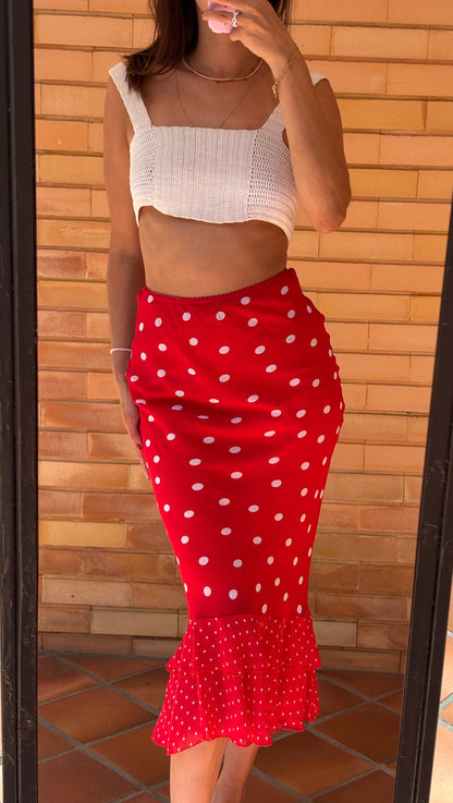 Saia Midi Bolinhas Carré Rouge Paris