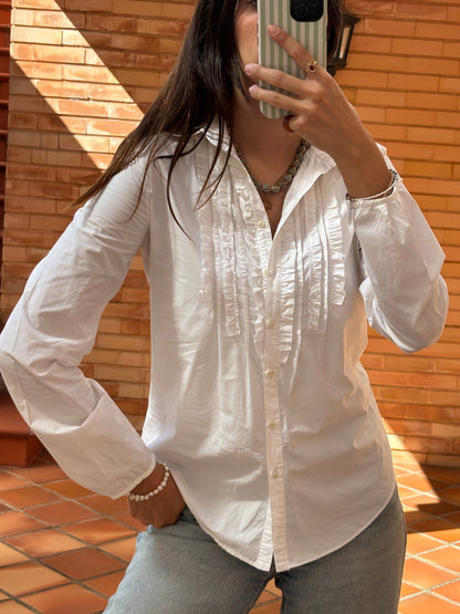 Camisa Branca com Folhos Zara