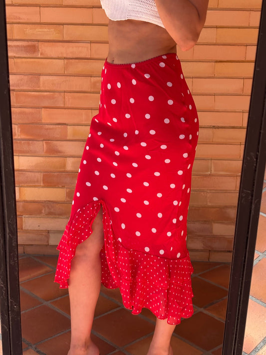Saia Midi Bolinhas Carré Rouge Paris