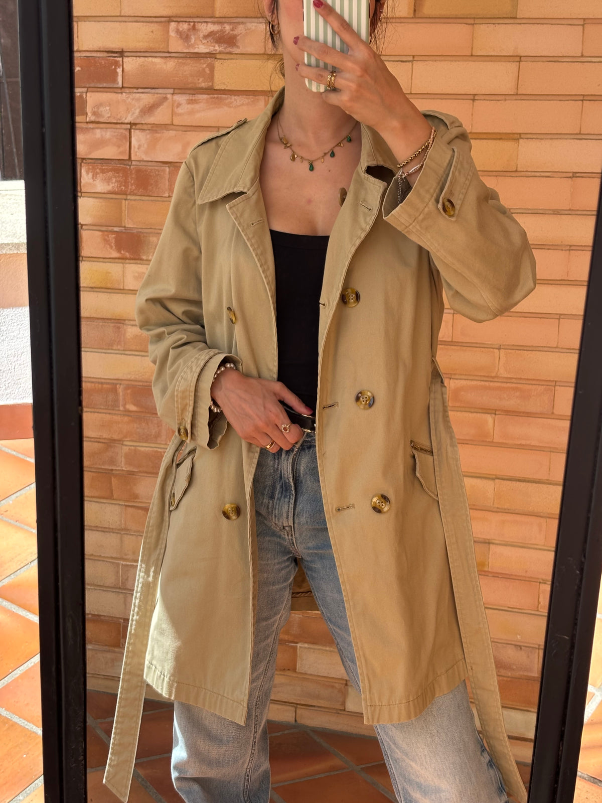 Trench Cortefiel Camel Clássico em Algodão