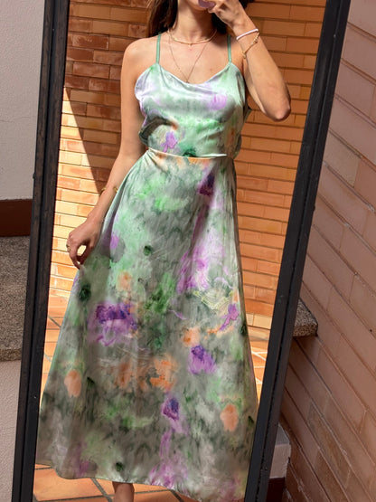 Conjunto Satin Estampado Floral Aquarela