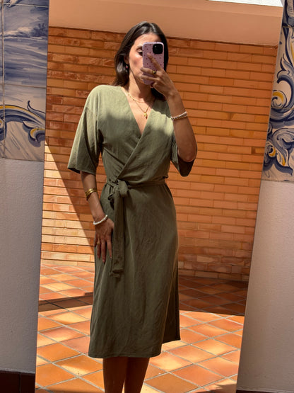 Vestido Caqui Midi Zara