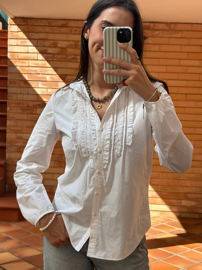 Camisa Branca com Folhos Zara