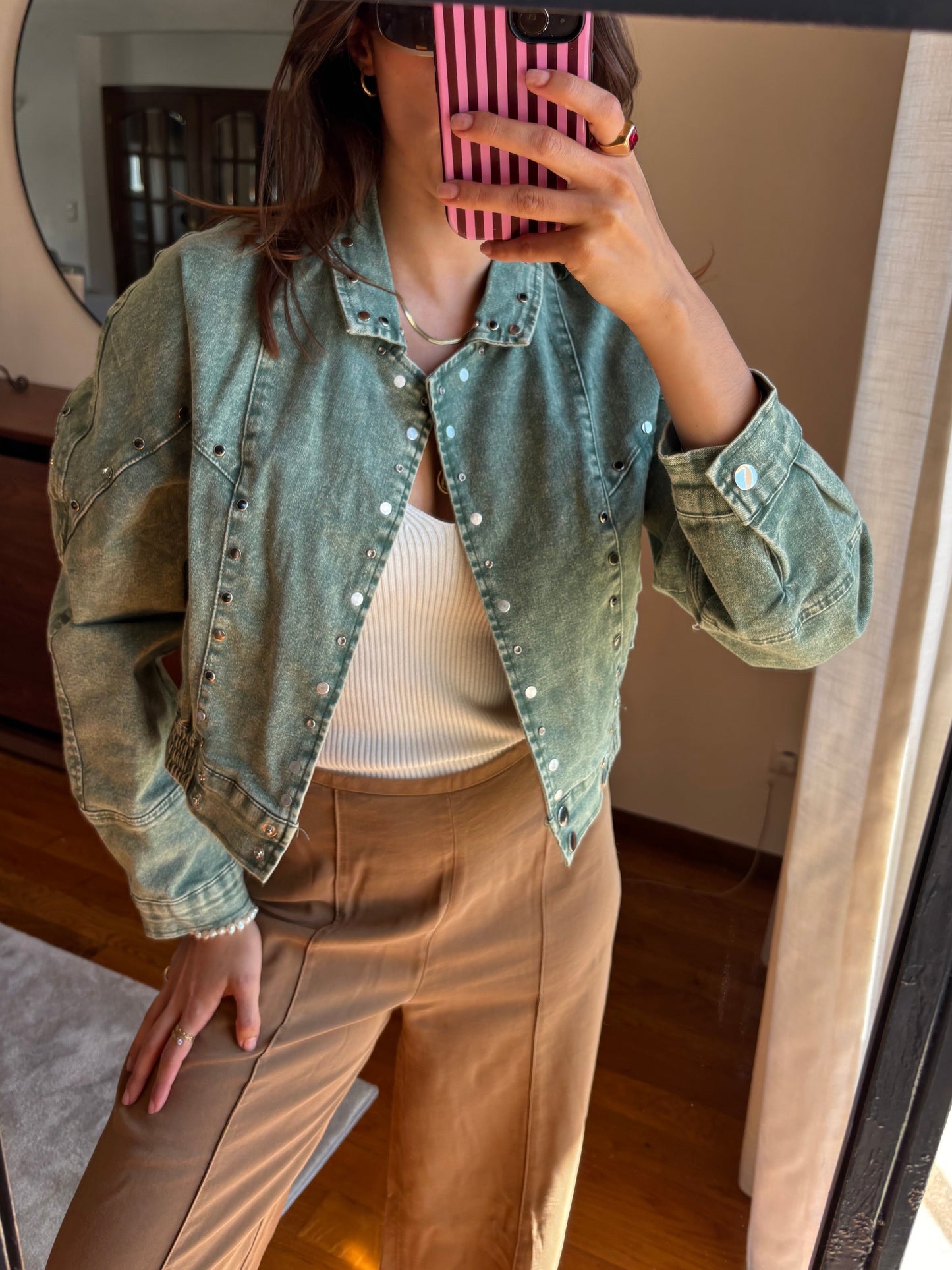 Casaco Denim com Studs NOVO