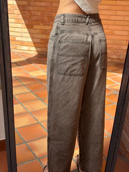 Calças De Ganga Wide Leg Castanho