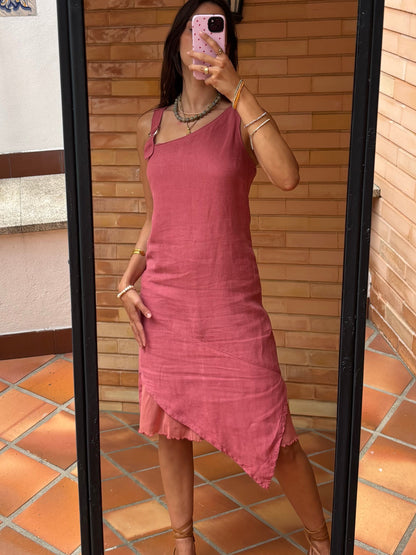 Vestido Linho Assimétrico